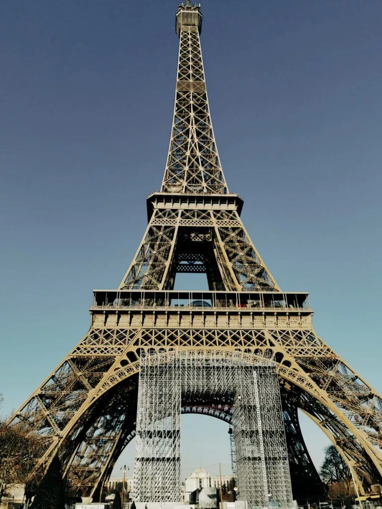 travel destination Travel Destination - Large close-up picture of the Eiffel Tower.